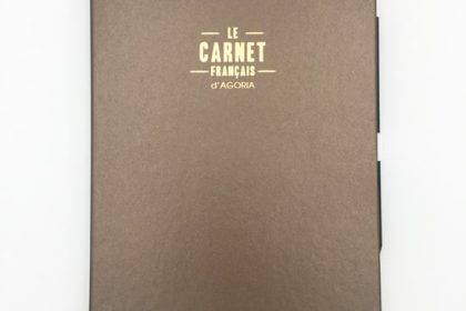 carnet francais club couleur chocolat logo et ruban or