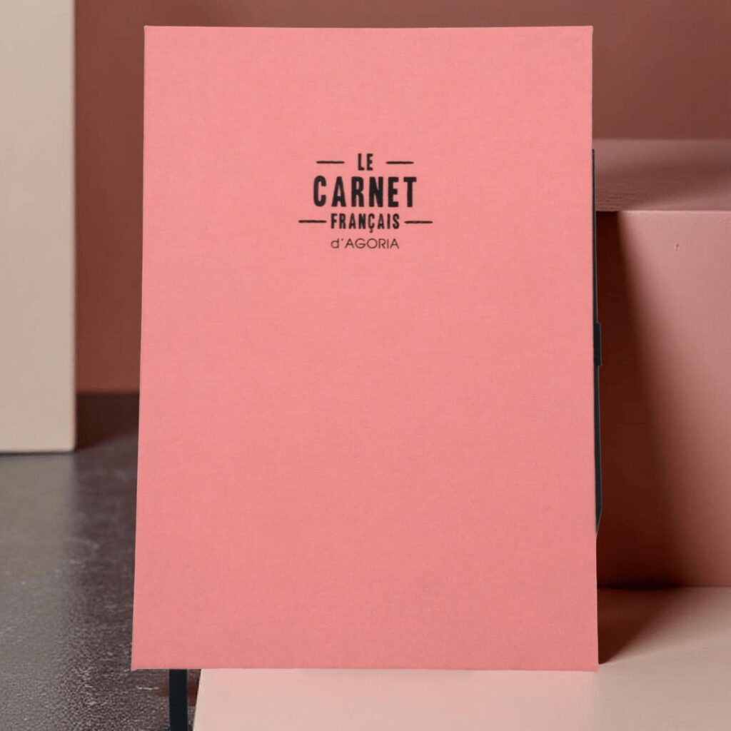 Carnet de notes rose premium fabriqué en France - Couverture toile personnalisable